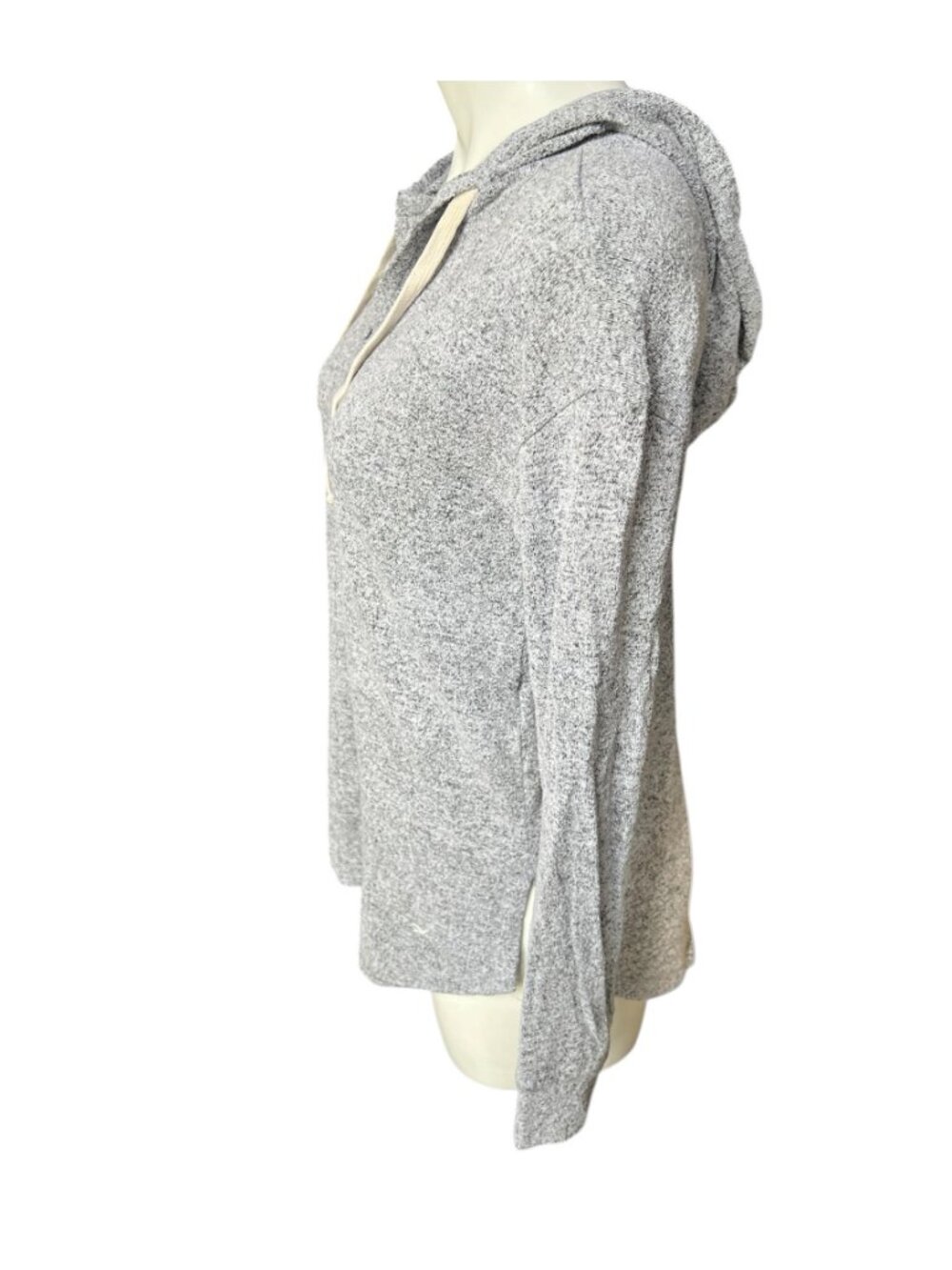 Hollister Women's M Gray Stretch Knit Hoodie Long Sleeve Pull Over Gorp Core - Picture 3 of 8